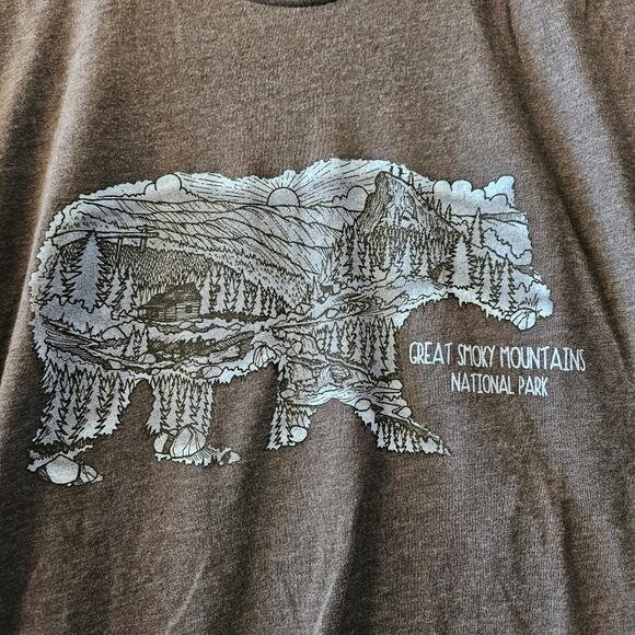 Wild Tribute Men's Great Smoky Mountains Brown Short Sleeve Shirt XS - Picture 2 of 8